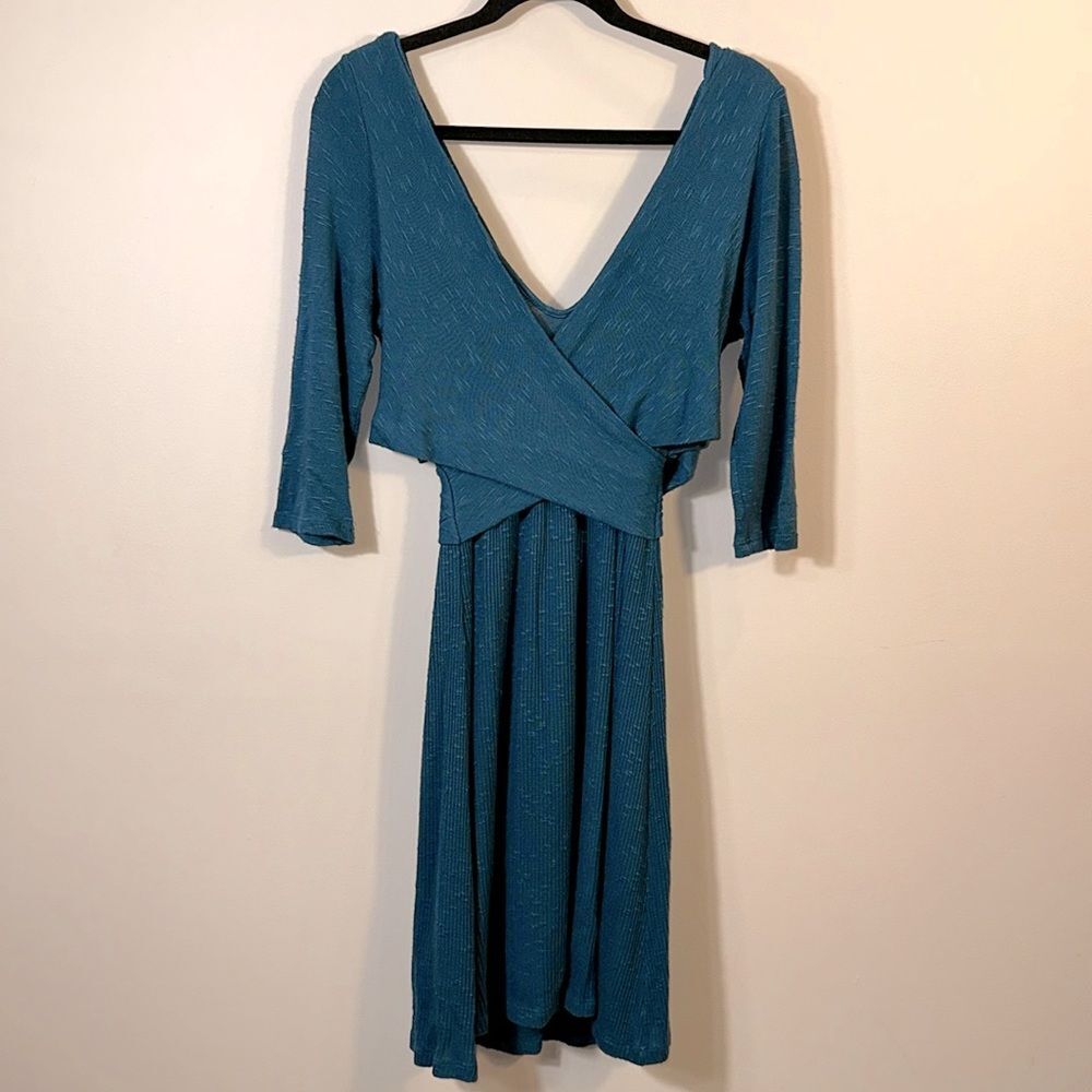 Anthropologie Amadi Fara Surplice Turquoise Teal Crossover Women Dress Medium